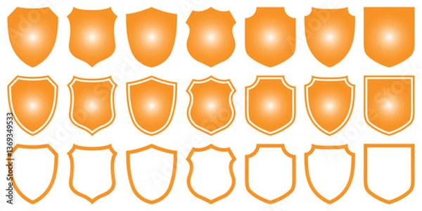Fototapeta Shield icons set. Gold shield isolated on transparent background, Protect shield vector 