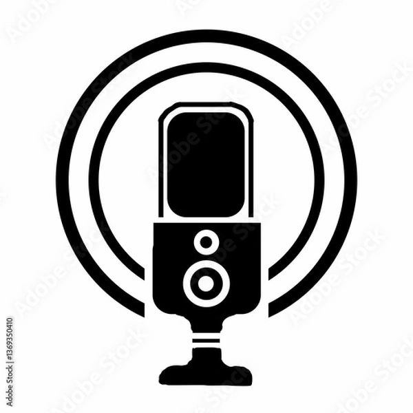 Fototapeta This is a pixel design illustrating a microphone, symbolizing voice, sound, or communication. Ideal for audio, podcast, music, or broadcast-related visuals.