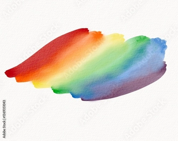Fototapeta Watercolor rainbow brushstroke in a vibrant abstract style. Perfect for Pride Month designs, LGBTQ+ celebrations, and equality-themed artworks