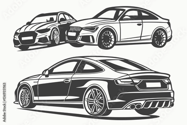 Obraz silhouette cars, vector