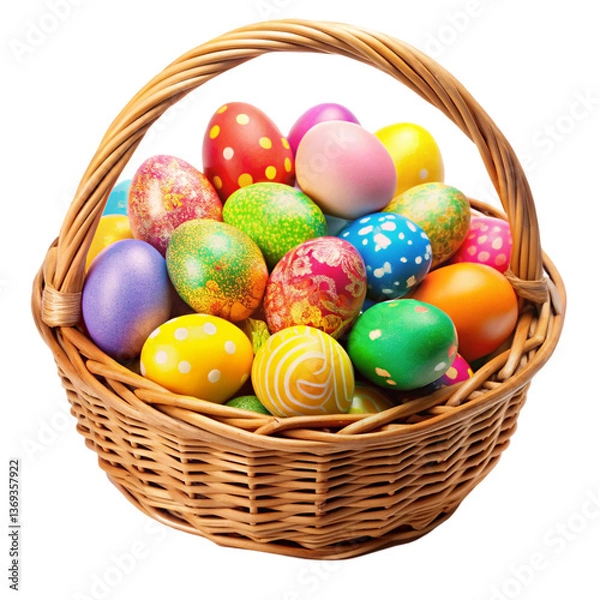 Fototapeta colorful easter eggs in basket