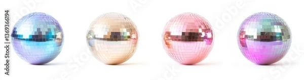 Fototapeta Colorful Disco Balls on White Background