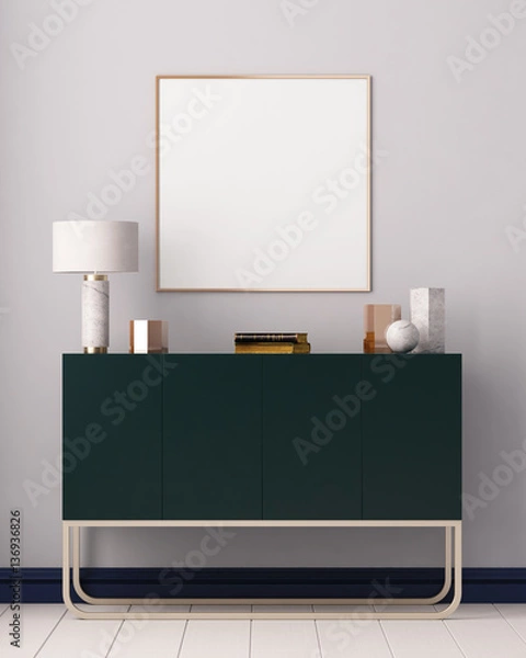 Fototapeta Mockup posters in the interior. Art Deco style. 3d rendering, 3d illustration.