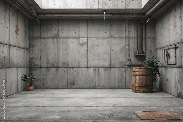 Fototapeta Minimalist Industrial Concrete Landscape with Textured Elements