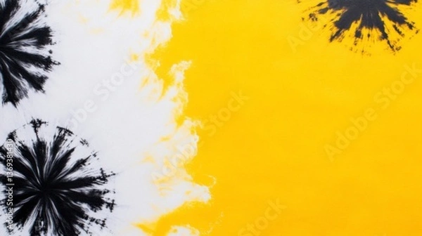 Obraz Dynamic yellow and black tie-dye art studio setting abstract design creative environment artistic perspective vivid color contrast for visual impact
