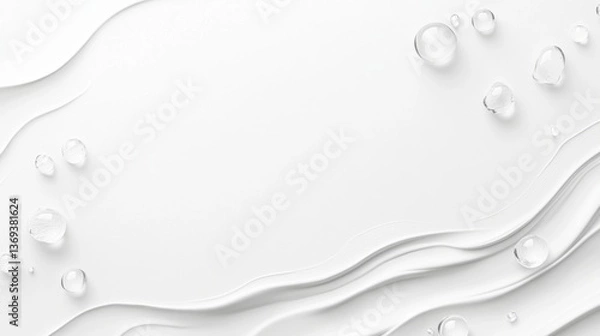 Obraz Serene water droplets on smooth white surface minimalist design abstract photography calm environment close-up view tranquility concept