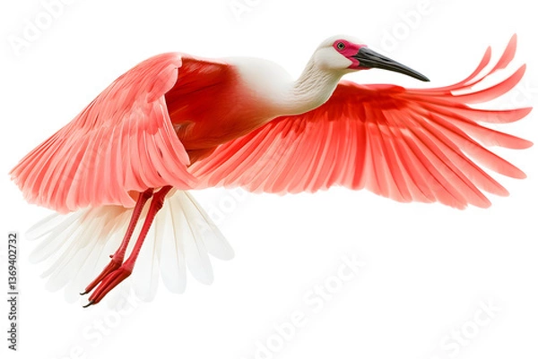 Fototapeta Scarlet Ibis Soaring Gracefully in Flight