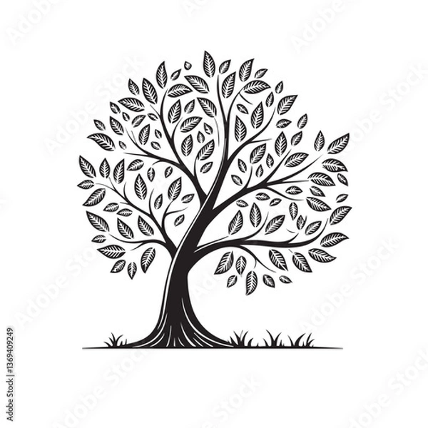 Fototapeta Tree Silhouette with Intricate Leaf Pattern