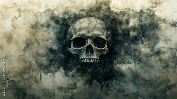 Fototapeta 沈黙の骸 〜闇に滲む死の肖像〜