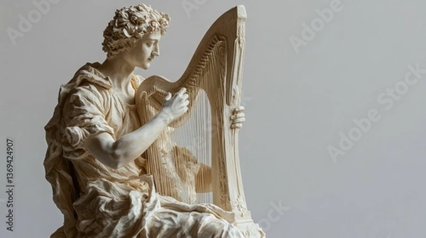 Obraz Stone statue playing a stringed instrument.