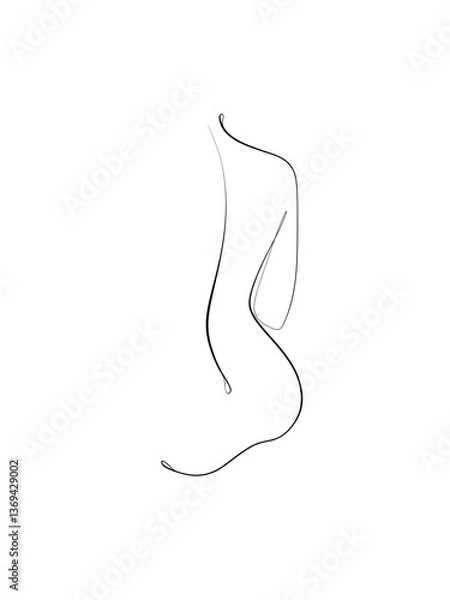 Obraz A woman's nude back and tied hair is drawn in one line art style. Printable art.	