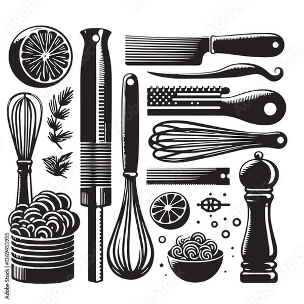 Obraz Black Color Zester Silhouette Vector Illustration, Solid White Background