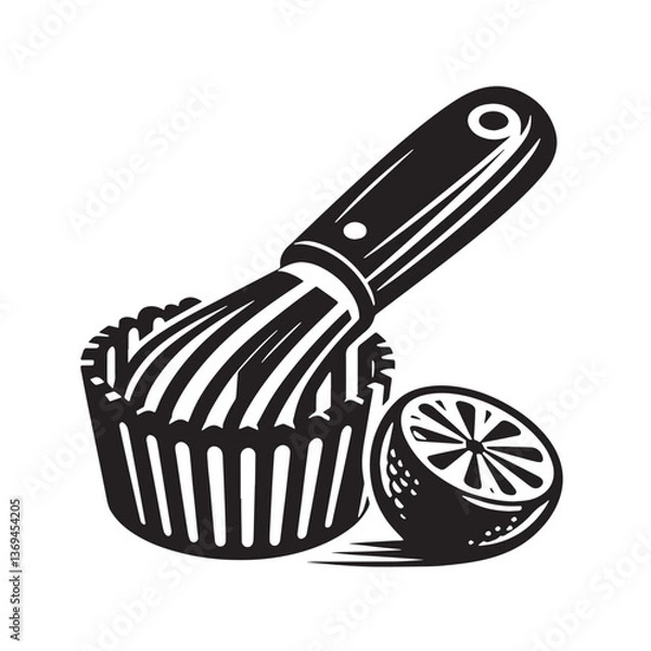 Fototapeta Black Color Zester Silhouette Vector Illustration, Solid White Background