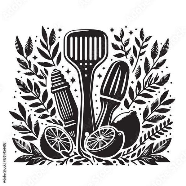 Fototapeta Black Color Zester Silhouette Vector Illustration, Solid White Background