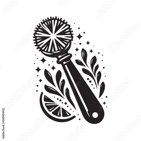 Fototapeta Black Color Zester Silhouette Vector Illustration, Solid White Background