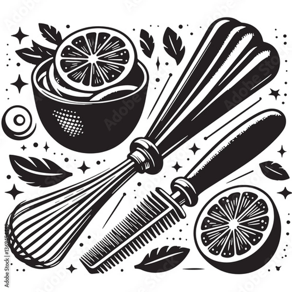 Fototapeta Black Color Zester Silhouette Vector Illustration, Solid White Background