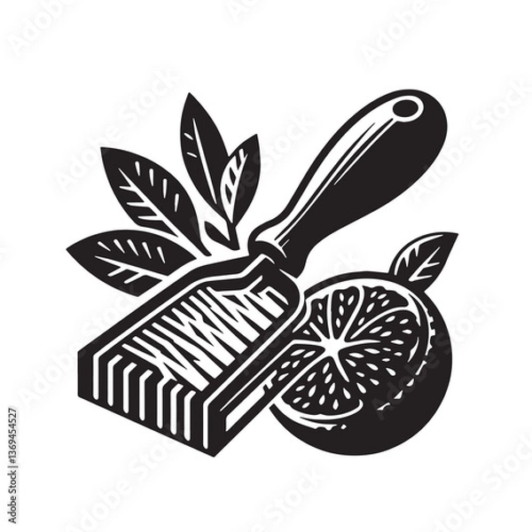 Fototapeta Black Color Zester Silhouette Vector Illustration, Solid White Background