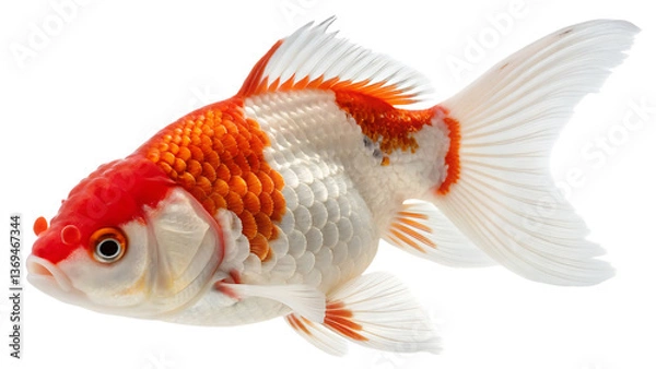 Fototapeta Goldfish PNG Image – Beautiful Red and White Koi Fish Isolated on Transparent Background