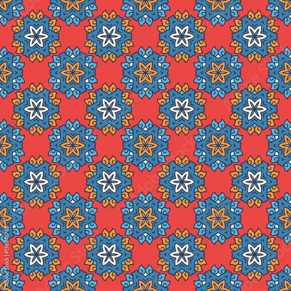 Fototapeta Vector seamless pattern ethnic style background. Vintage decorative texture for wallpapers, backgrounds and page fill. Indian, arabic motive.