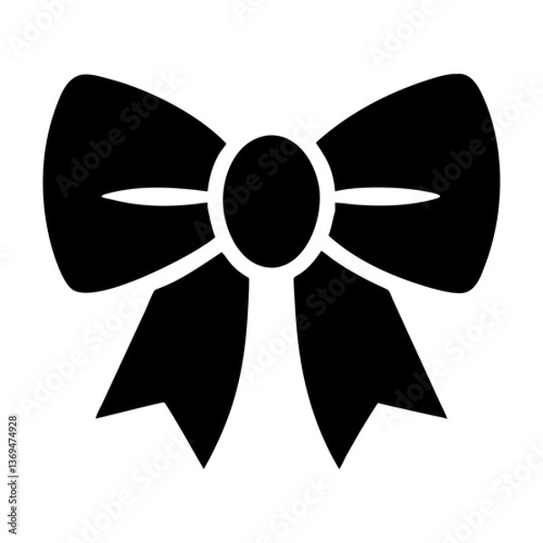 Fototapeta Silhouette ribbon bow vector icon in black and white design