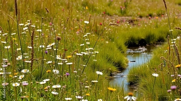 Fototapeta Colorful meadow stream