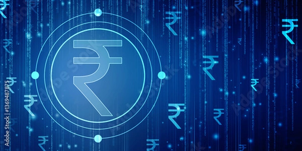 Obraz Indian Rupee symbol on financial Background, Growth of Indian stock market, Abstract finance background, Stock market Concept background