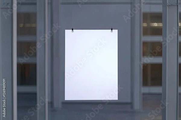 Fototapeta High Quality Image of Vertical Hanging White Banner
