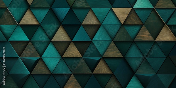 Fototapeta 3d dark green triangle Images background copy space abstract concept.