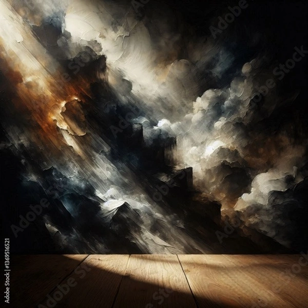 Obraz Dramatic Abstract Painted Wall Texture with Wooden Floor