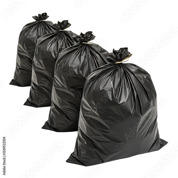 Fototapeta black plastic garbage bag isolated on white background png