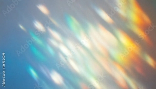Fototapeta 光のヴェール　虹色に滲む静かな瞬間　ホログラフィックに揺らめく抽象の光と影