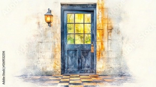 Fototapeta Vintage Checkerboard from the 1930s in a Richly Detailed Setting with Soft Lighting and Sepia-Tone Aesthetic