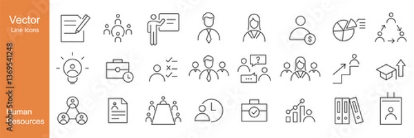 Fototapeta Human Resources Icons - Vector Line. Editable Stroke.