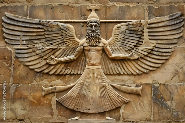 Fototapeta Faravahar: The Timeless Zoroastrian Symbol of Good Thoughts, Good Words, and Good Deeds
