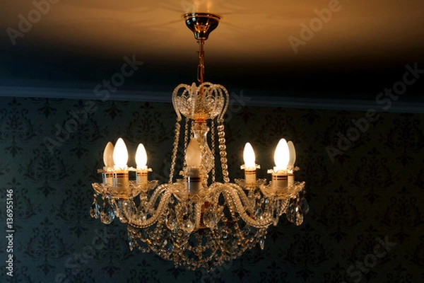 Obraz chandelier crystal light in the room