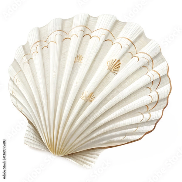 Obraz white scallop seashell with subtle png background