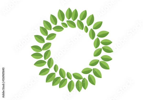 Fototapeta Green Leaf Wreath Design