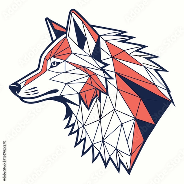 Obraz Modern Geometric Vector Illustration of a Polygonal Wolf Head in Vibrant Colors