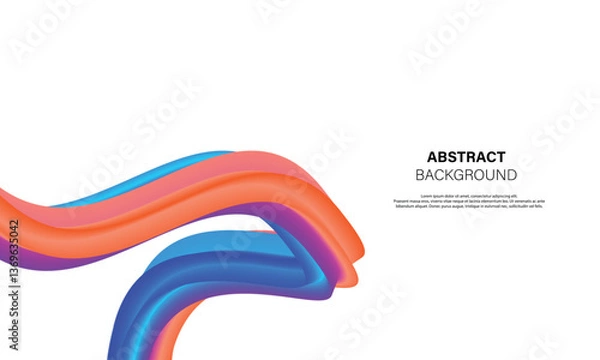 Fototapeta Abstract fluid wave line gradient color blue orange on white background vector design.
