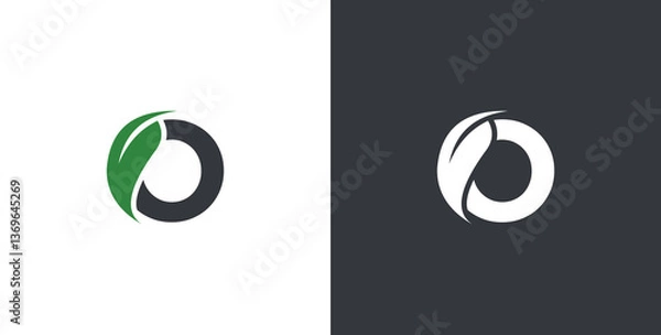 Fototapeta initial letter o with leaf logo design. nature leaf logo vector illustration
