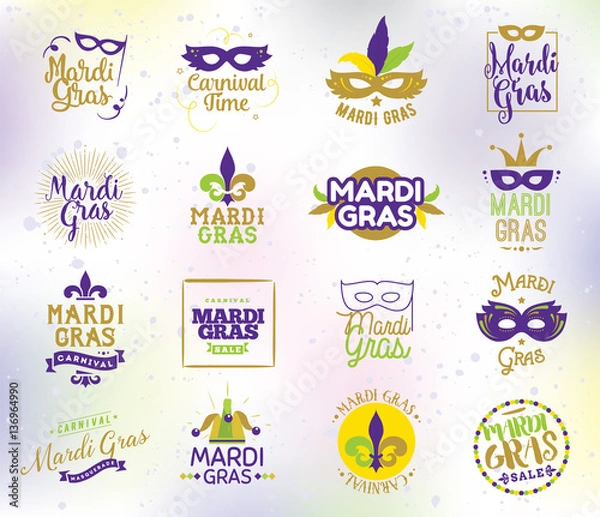 Obraz Mardi Gras typography set.