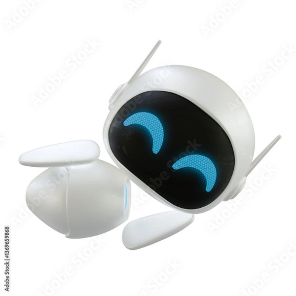 Obraz Personal assistant robot with a flirting gesture. Mini robot 3d character.