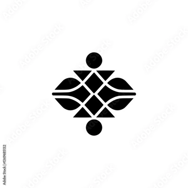 Fototapeta Abstract Geometric Symmetry Logo, Black on White, Minimalist Design