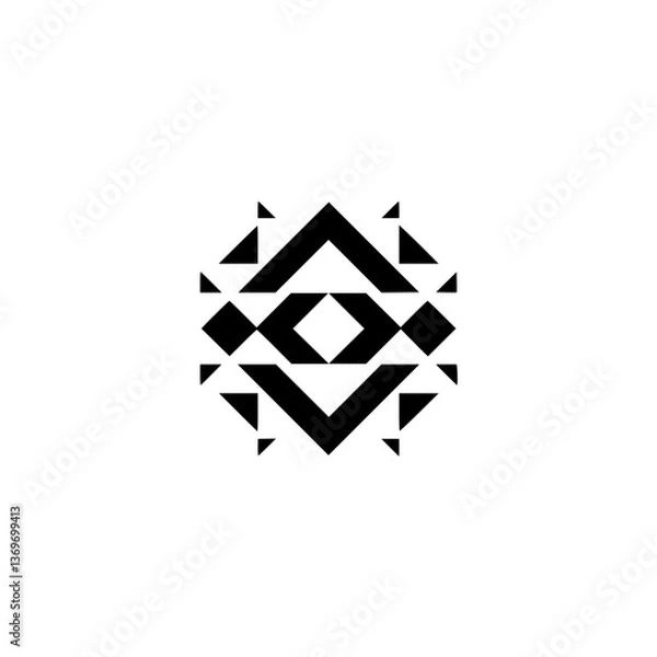 Fototapeta Geometric Black and White Abstract Shape on Light Background