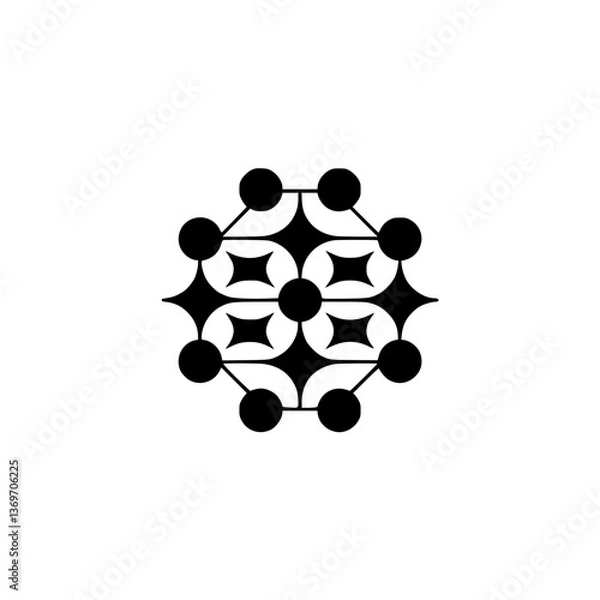 Fototapeta Geometric Starburst Design - Elegant Black & White Pattern