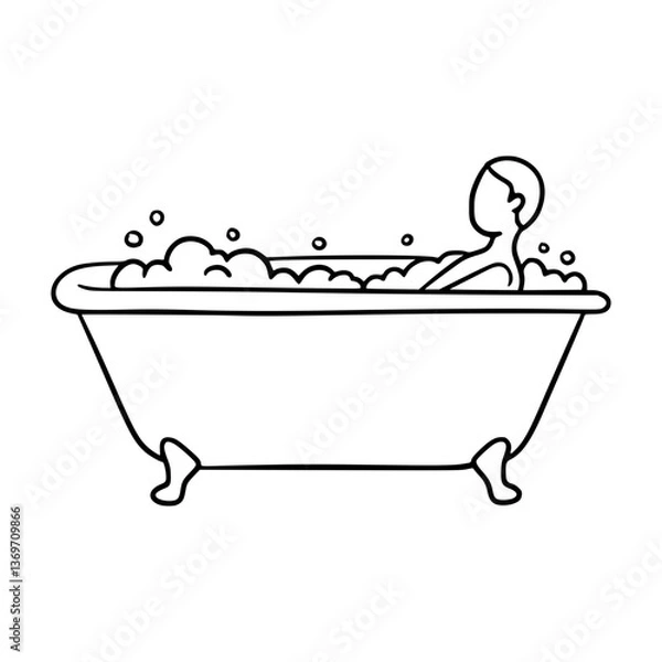 Fototapeta Bathing Pose Line Art: Capture Relaxation with Minimalist Lines