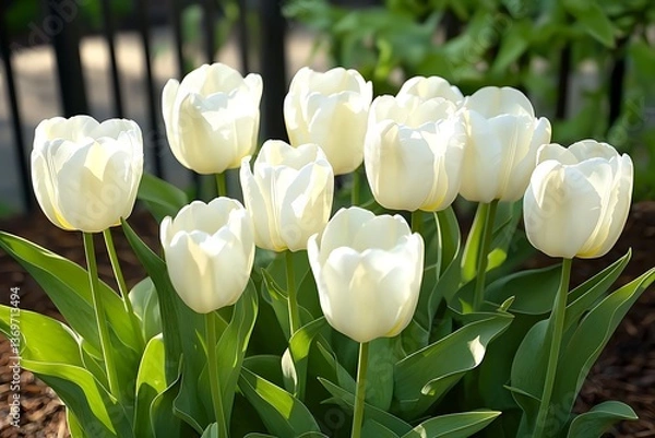 Obraz White Tulips Garden Spring Bloom.