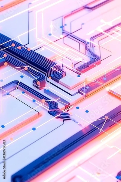 Obraz Abstract Circuit Board Glowing Lines.