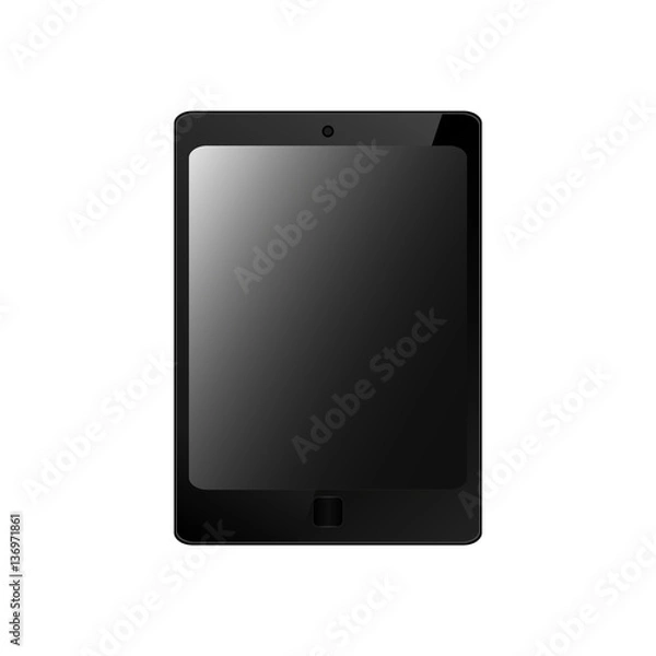 Fototapeta realistic black electronic technology device with empty screen. tablet smartphone modern digital gadget isolated on white background, mockup template. Vector illustration EPS10.