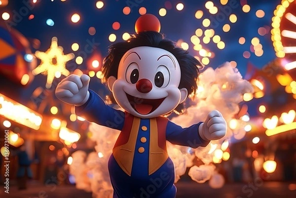 Obraz Happy Clown with Carnival Night.